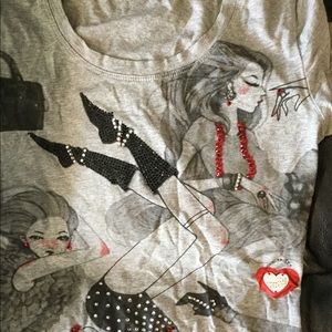 Designer Moschino Grey Studded T-shirt  Size M 42